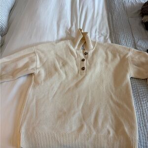 Reformation Brooklyn Cotton Polo Cream Sweater. Worn twice at home